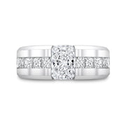 Men's Radiant Cut Engagement Ring Beveled Front View