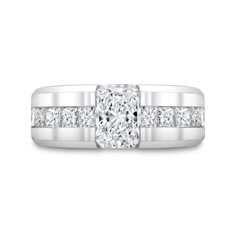 Men's Radiant Cut Engagement Ring Beveled Front View