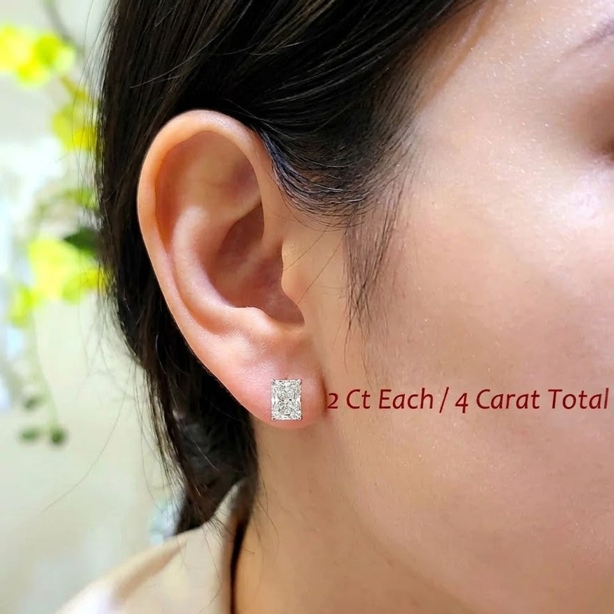 Lab Grown Elongated Radiant Cut Stud Earrings