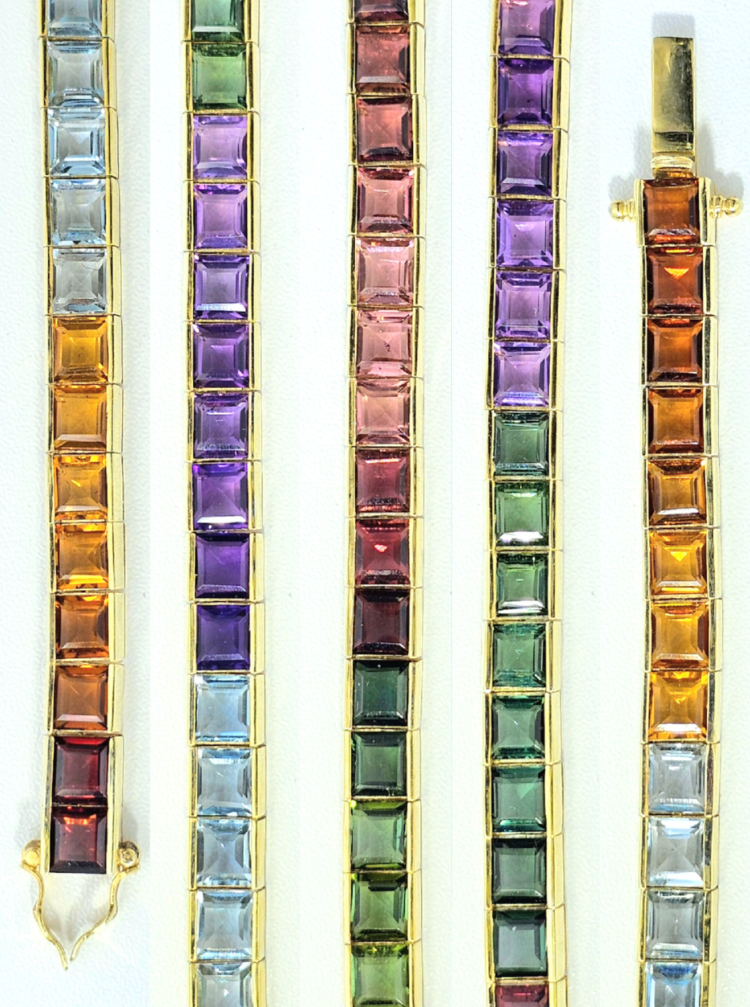Multicolor Sapphire Tennis Rainbow Gold Necklace