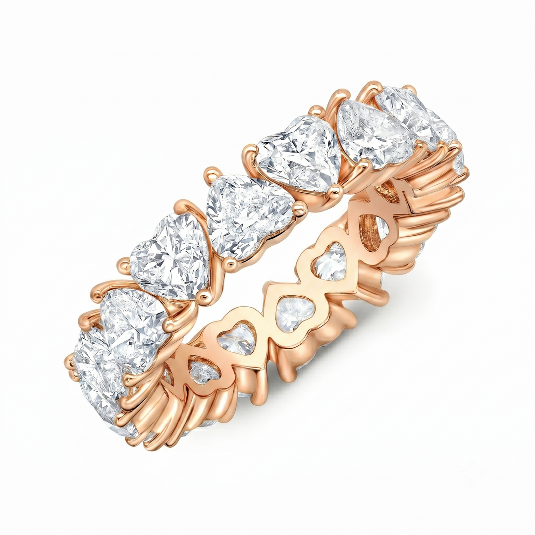 6 Carats Heart Shaped Eternity Band ALL GIA Certified