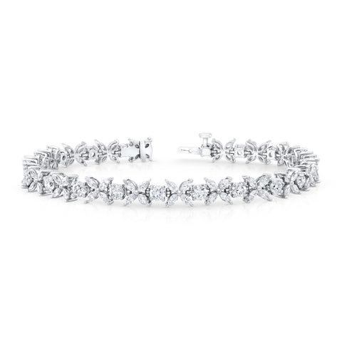 6.00 Ctw Marquise & Round Diamond Tennis Bracelet Natural Earth Mined
