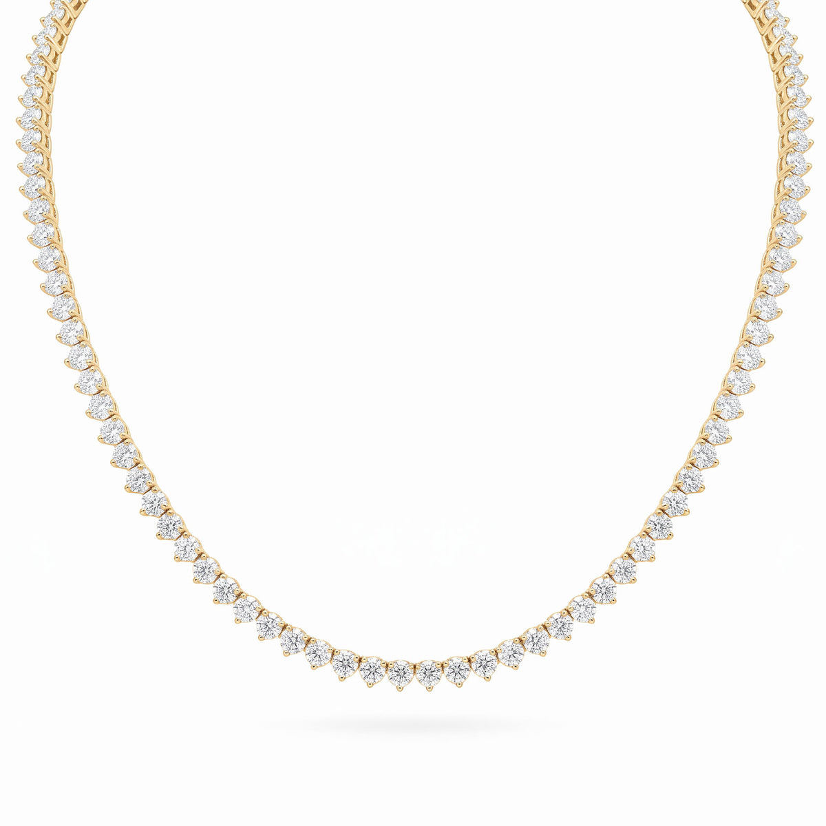 Lab grown diamond round cut tennis necklace 3 prong style