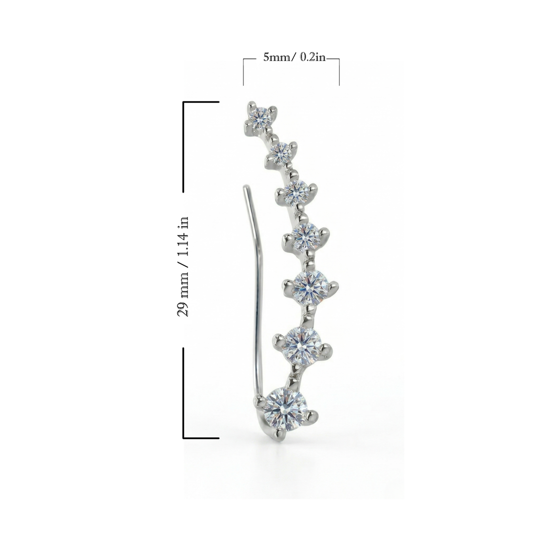 1.00 Ctw Round Cut Diamond Ear Climber Earrings G,VS2