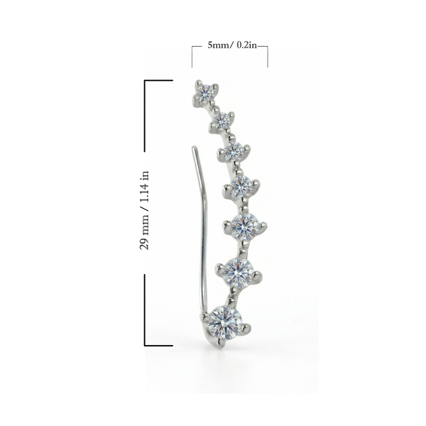 Lab Grown Round Cut Diamond Ear Climber Earrings (1.00 Ctw)