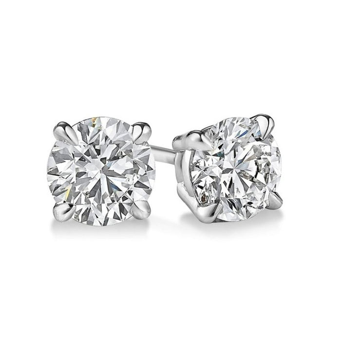 0.80 Carat Round Cut Natural Earth Mined Diamond 4 Prong Stud Earrings