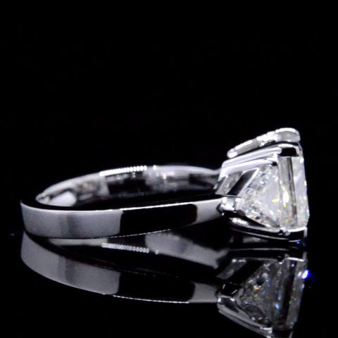3.60 Ctw. 3 Stone Princess Cut Diamond Ring with Trillions I Color VS1 GIA Certified
