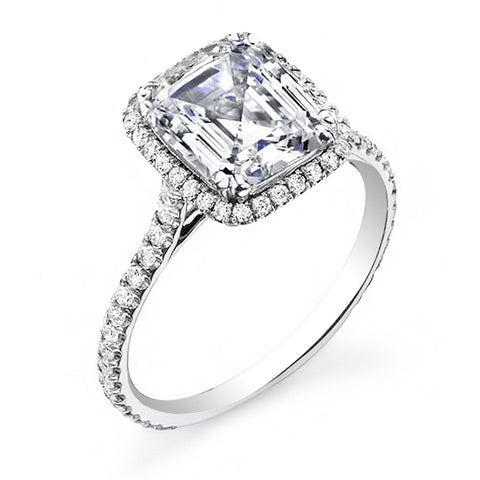 Natural Halo U-Prong Pave Diamond Engagement Ring