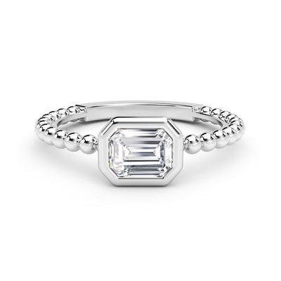 2mm Beaded Shank Solitaire Low Profile Ring