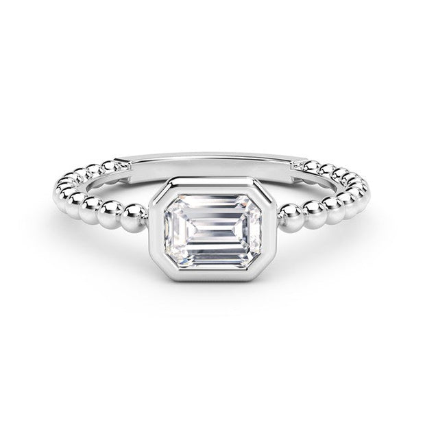 2mm Beaded Shank Solitaire Low Profile Ring