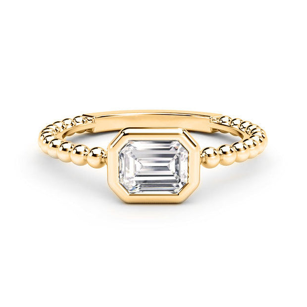 2mm Beaded Shank Solitaire Low Profile Ring