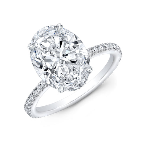 Thin Hidden Halo Pave Diamond Engagement Ring