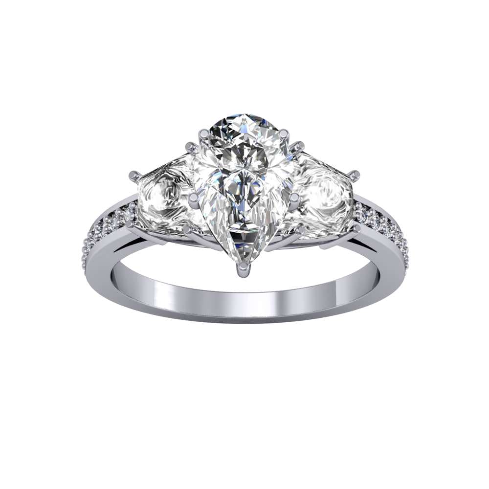Channel w/ Trapezoid Sides 3-Stone Diamond Engagement Ring