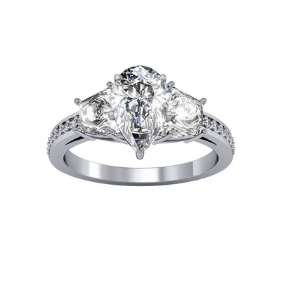 Channel w/ Trapezoid Sides 3-Stone Diamond Engagement Ring