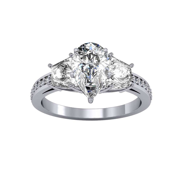Channel w/ Trapezoid Sides 3-Stone Diamond Engagement Ring