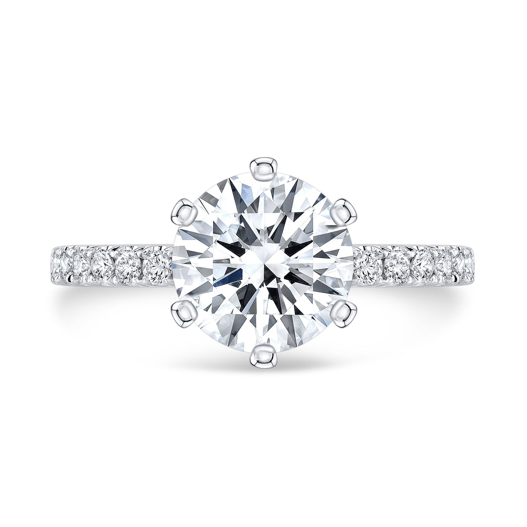 6 Prong Pave Diamond Engagement Ring