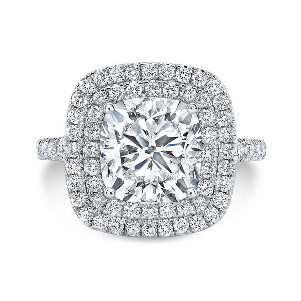 Double Halo Split Shank Pave Diamond Engagement Ring