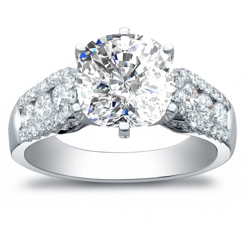Channel Pave Set Natural Diamond Engagement Ring
