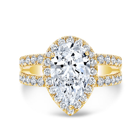 Pear Halo Split Shank Pave Diamond Engagement Ring