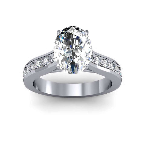 Pave Setting with Princess Cut Accent Natural Diamonds Engagement Ring
