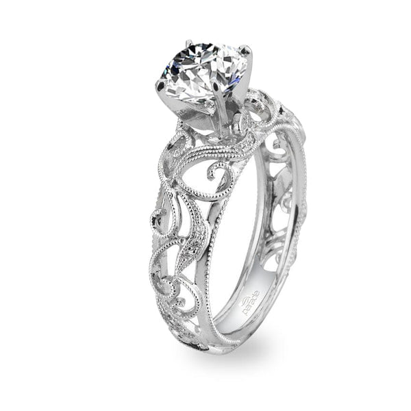 Parade Design Hera Bridal Milgrain Etched Scrolls Curl Engagement Ring