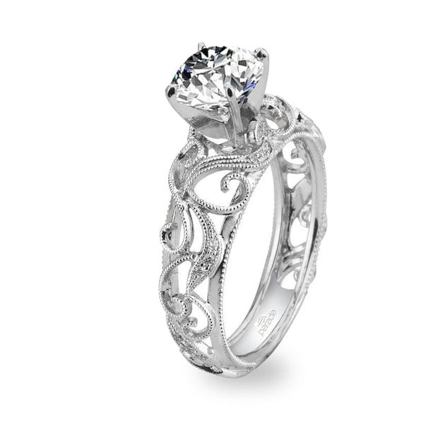 Parade Design Hera Bridal Milgrain Etched Scrolls Curl Engagement Ring