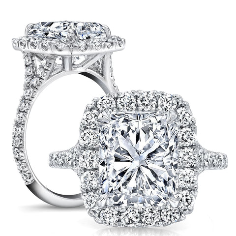 Natural Halo Pave Split Shank Diamond Engagement Ring