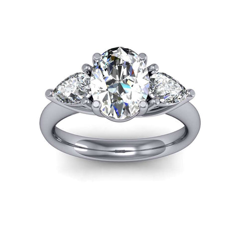 Trellis w/ Pear Sides 3-Stone Natural Diamonds Ring