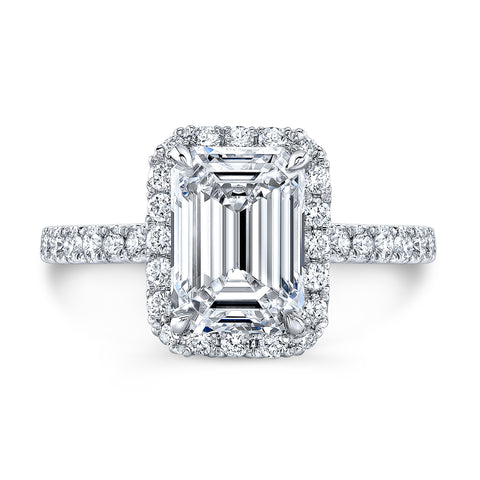 Cut Cornered Halo Pave Diamond Engagement Ring
