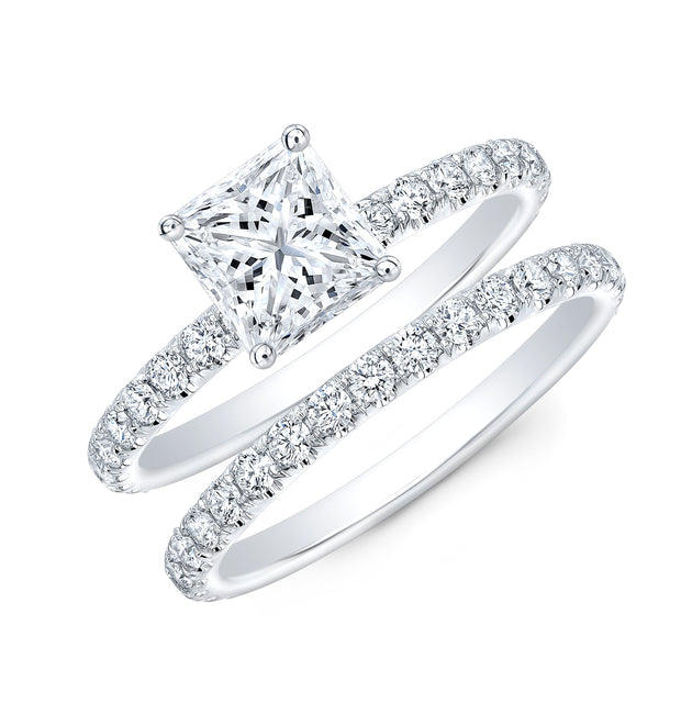 U-Pave on Prongs Diamond Engagement Ring