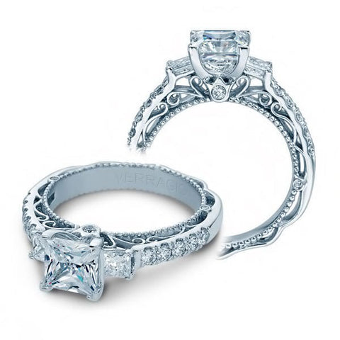 Vintage Verragio Venetian 3-Stone Natural Diamond Engagement Ring