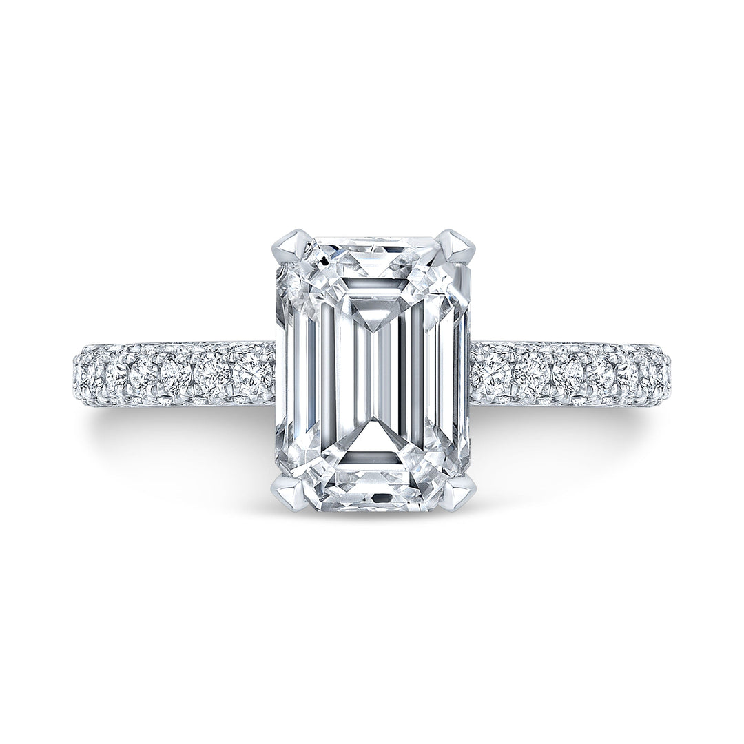 Classic 3 Row Micro Pave Diamond Engagement Ring