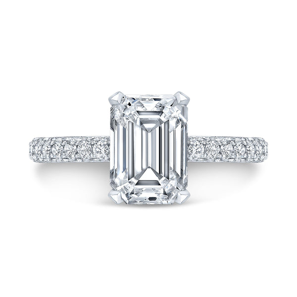 Classic 3 Row Pave Engagement Ring