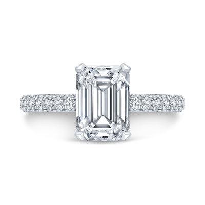 Classic 3 Row Micro Pave Diamond Engagement Ring