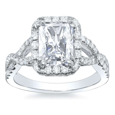 Natural Diamonds Halo Pave Engagement Ring Mounting