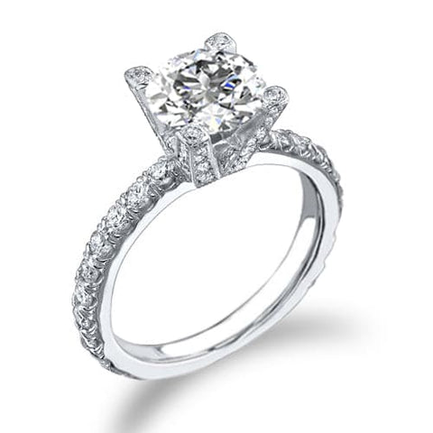 Natural Pave Prong Accent Diamond Engagement Ring