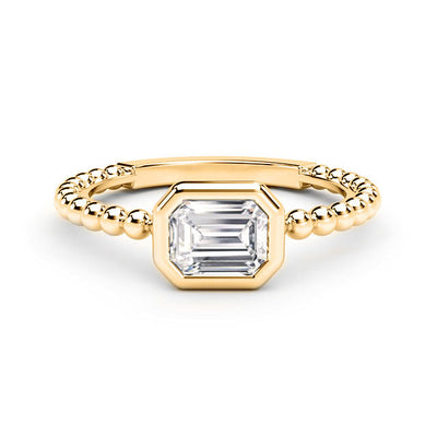 2mm Beaded Shank Solitaire Low Profile Ring