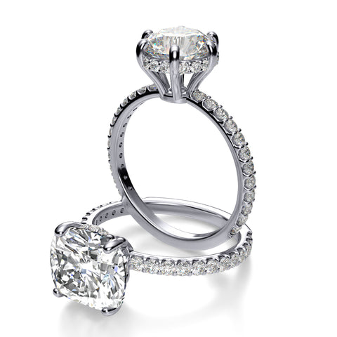 Under Halo Pave Diamond Engagement Ring