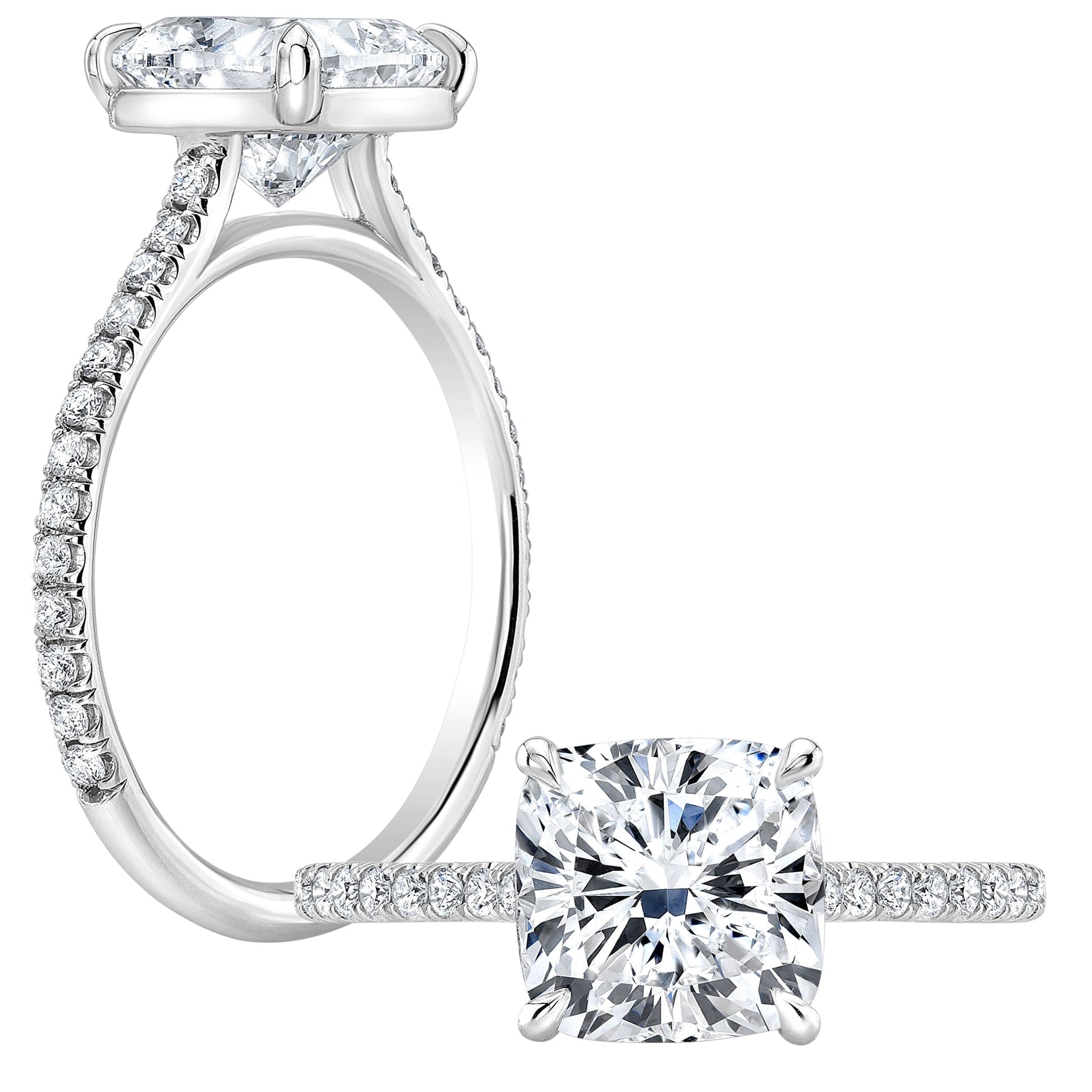 DreamStone PETITE PAVE DIAMOND ENGAGEMENT RING in 14K White Gold -  DreamStone