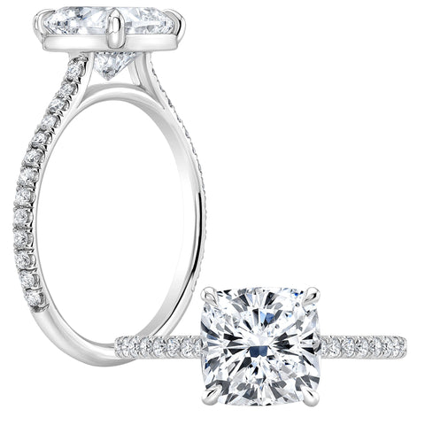 Natural U-Pave Setting Diamond Engagement Ring