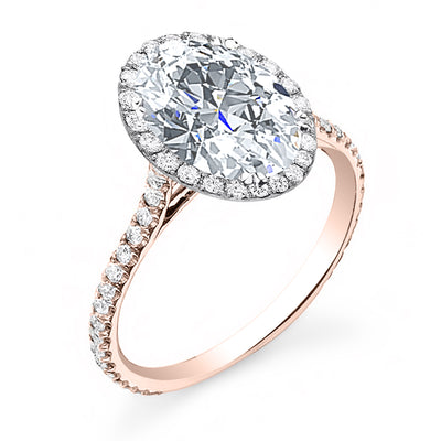 Natural Halo U-Prong Pave Diamond Engagement Ring