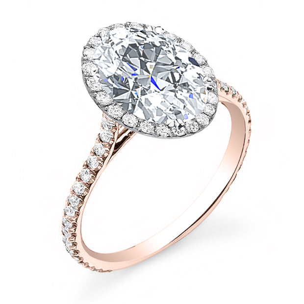 Natural Halo U-Prong Pave Diamond Engagement Ring