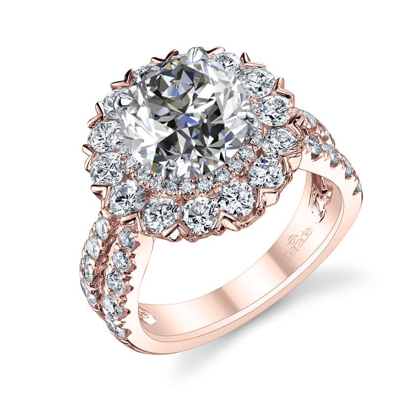 Parade Design Hemera Bridal Double Halo Pave Split Shank Ring