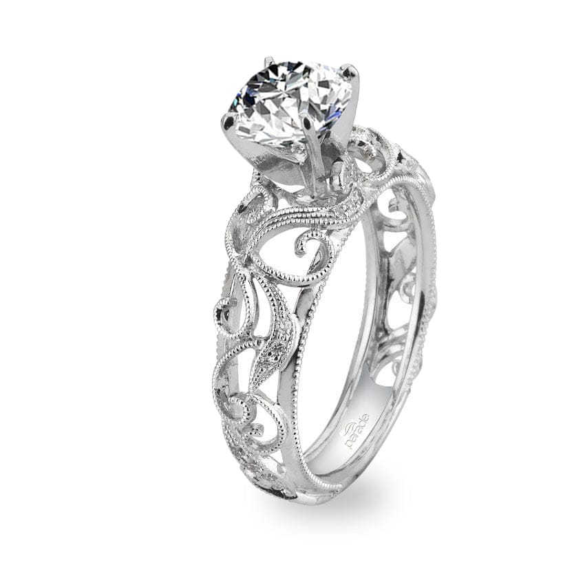 Parade Design Hera Bridal Milgrain Etched Scrolls Curl Engagement Ring