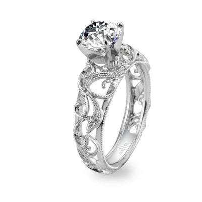 Parade Design Hera Bridal Milgrain Etched Scrolls Curl Engagement Ring