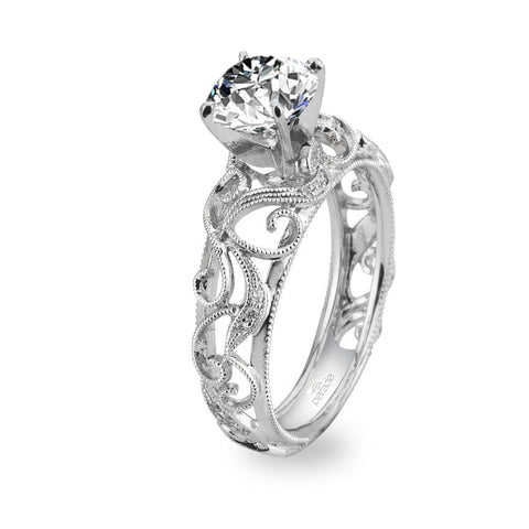 Parade Design Hera Bridal Milgrain Etched Scrolls Curl Engagement Ring
