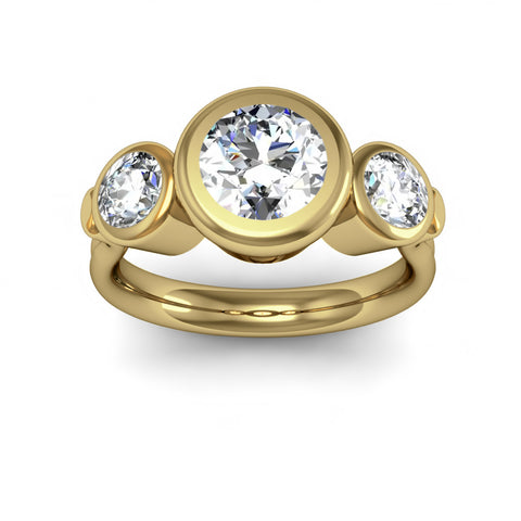Three Stone Bezel Set Diamond Engagement Ring