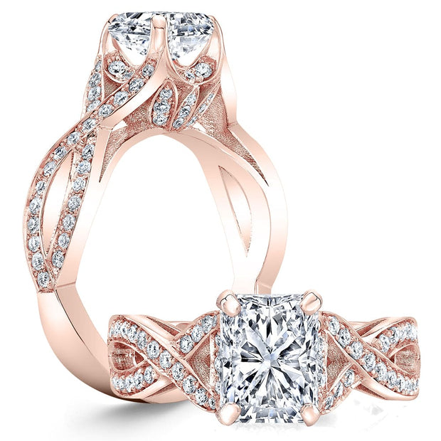 Vintage Design Twisted Pave Diamond Engagement Ring