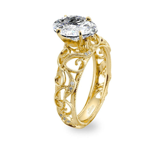 Parade Design Hera Bridal Milgrain Etched Scrolls Curl Engagement Ring