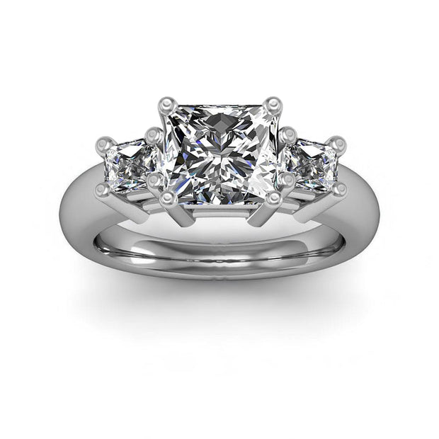 3-Stone with Princess Sidestones Engagement Diamond Ring